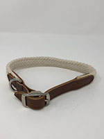 1 Inch (in) Width Fib-R-Ite Cotton Dog Collar with Genuine Leather Trim - 6