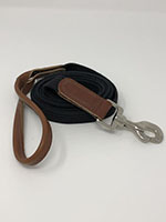 1 Inch (in) x 6 Feet (ft) Ribbed Cotton Dog Leash with Leather Trim - 2