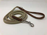 1/2 Inch (in) x 6 Feet (ft) Ribbed Cotton Dog Leash with Leather Trim